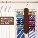 Tie Rack with 48 Hooks, Large Capacity Tie Hanger for Closet Organizers and Storage,Space Saving Wooden Necktie Hanger Ties Organizer for Men - 2 Pack