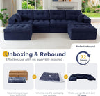 MAXYOYO 132" U Shaped Modular Sectional Sofa with 2 Ottomans, Cloud Boneless Couch with Layered Cushion, Flexible Module Combination Sofa for Living Room, No Assembly Required, Navy