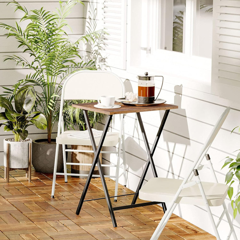 HOOBRO Folding TV Tray Tables, Set of 4 TV Trays with Storage Rack, Industria...