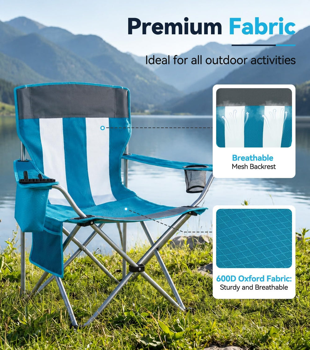 Camping Chair, 2-Pack Lightweight Folding Chair, 300lbs Capacity Outdoor Chai...