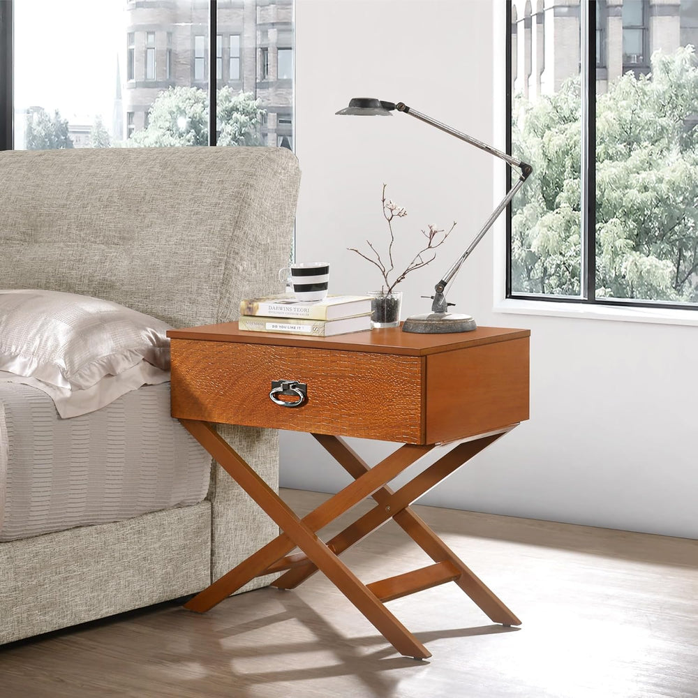 Elegant Oak Contemporary Nightstand,for Small Spaces