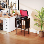 Acrylic Record Player Stand, with Vinyl Storage, Clear Acrylic Side Table, 18.1'' x 14.6'' x 26.1'' (Dark Brown)
