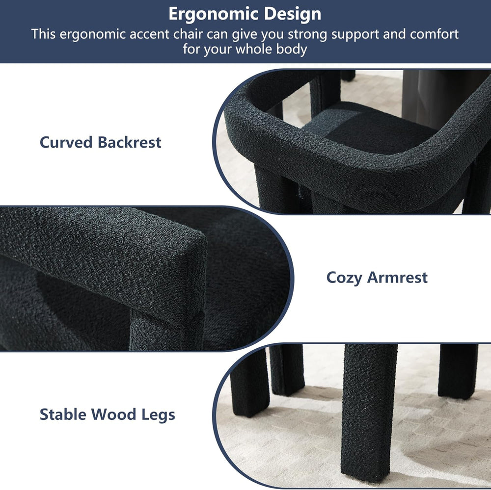 Boucle Barrel Side Chairs Set of 6, Modern Designed Upholstered Comfy Sherpa ...