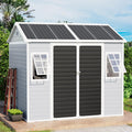 6x8 FT Plastic Storage Sheds Outdoor with Floor and Openable Window, Utility All-Weather Resin Shed Easy to Install, Large Sheds & Outdoor Storage/Tool Shed for Garden & Backyard, Gray