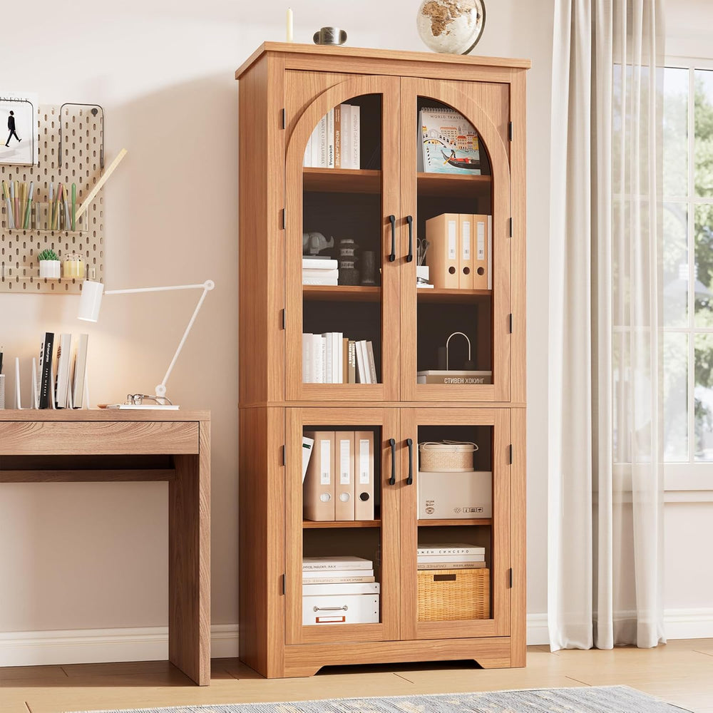 70" Kitchen Pantry Storage Cabinet - Modern Display Pantry Storage with ...