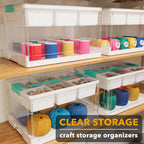 SpaceAid Craft Organizers and Storage - 24 QT Plastic Box Art Supply Storage Organizer Bin with Lid, Removable Trays and Dividers, Clear Container for Art and Craft Supplies,1 Pack
