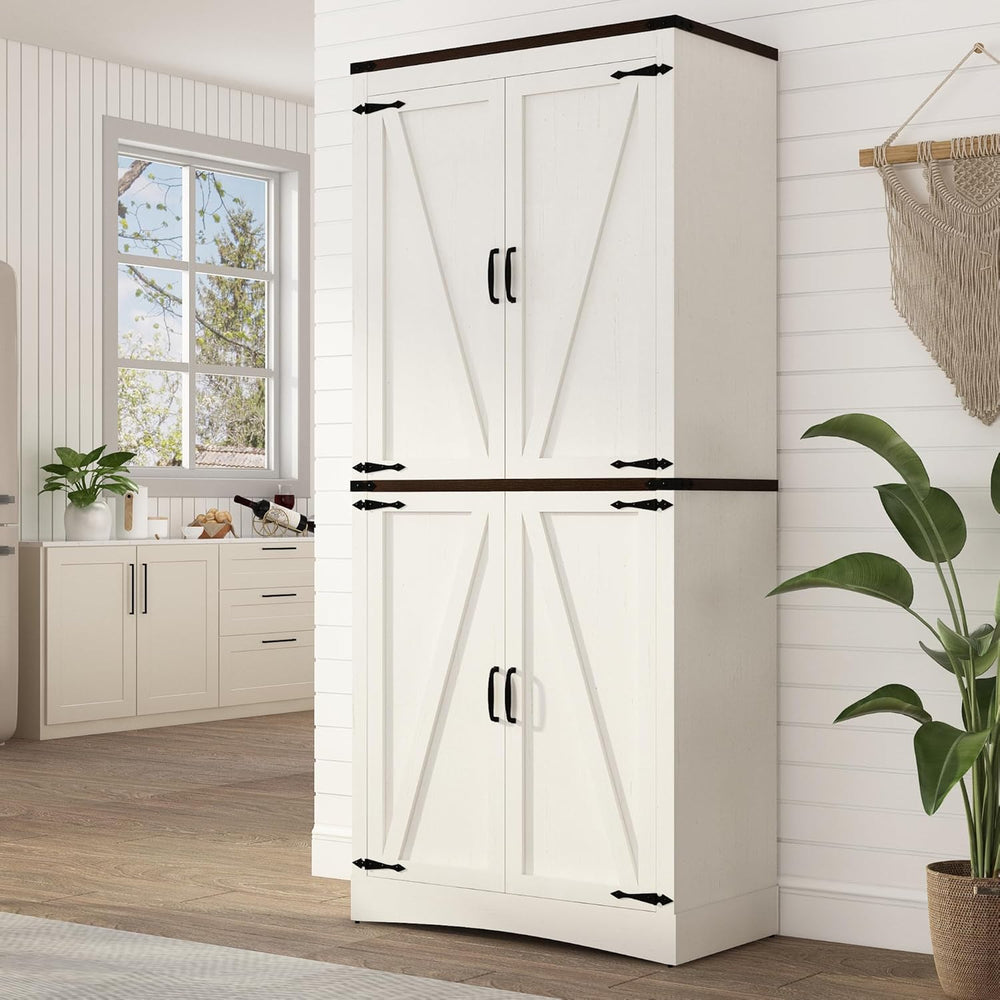 chartustriable 71in Farmhouse Kitchen Pantry Cabinet,Tall Storage Cabinet wit...