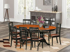 East West Furniture PLNI9-BCH-LC 9 Piece Dining Room Table Set Includes an Oval Wooden Table with Butterfly Leaf and 8 Faux Leather Kitchen Dining Chairs, 42x78 Inch, Black & Cherry
