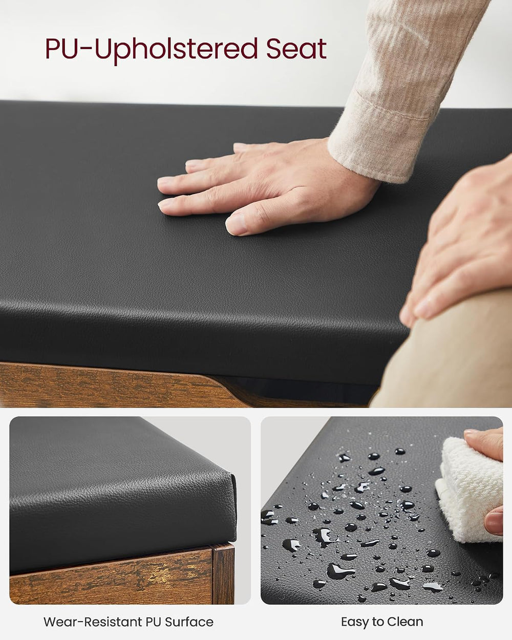 VASAGLE Storage Bench with Cushion, Shoe Bench,11.8 x 31.5 x 17.3 Inches | Pa...