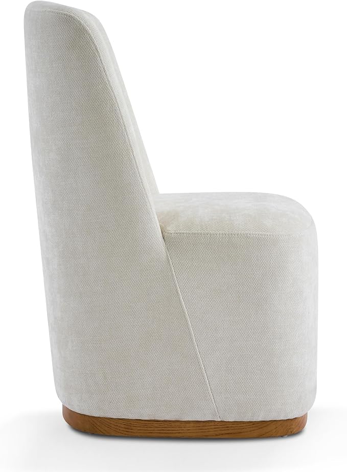 Christopher Knight Home Lucy Chenille Upholstered Dining Chairs Set of 2, Sturdy Wooden Dining Chair with Pedestal Base, Modern Kitchen Chairs with Solid Back, Versatile Indoor Usage, Beige
