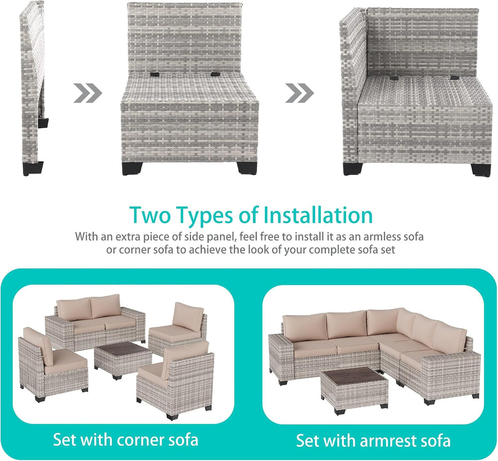 Outdoor Patio Furniture Set PE Wicker Rattan Outdoor Sectional Sofa