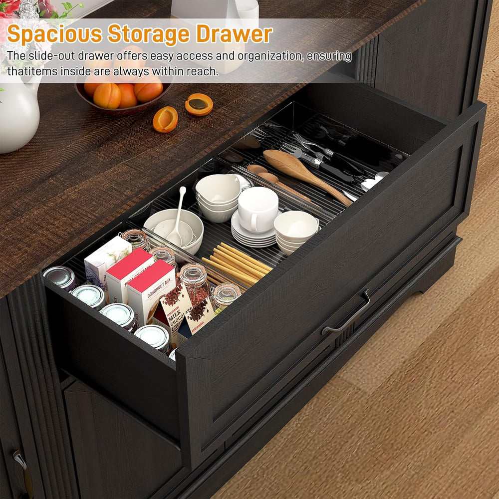 65" Sideboard Buffet Cabinet with Storage, Farmhouse Kitchen Pantries Si...