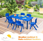 Costzon 47 x 23.5 Inch Rectangular Kids Table, Children School Activity Table for Reading Drawing Dining Playing, Multifunctional Plastic Table w/Steel Pipe, Toddler Furniture for Boys & Girls (Blue)