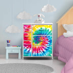 Sorbus Dresser with 7 Drawers - Furniture Storage Chest for Kid’s, Teens, Bedroom, Nursery, Playroom, Clothes, Toys - Steel Frame, Wood Top, Tie-dye Fabric Bins (7-Drawer, Tie-dye)