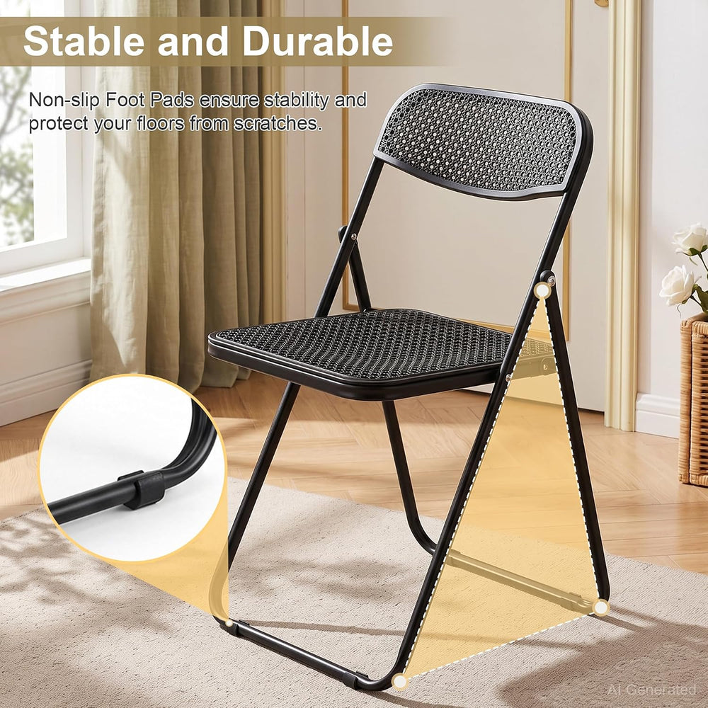 VECELO Plastic Folding Chairs 2 Pack, Metal Frame for Indoor/Outdoor, Black |...