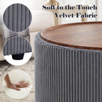 Homebeez 28” Round Storage Ottoman,Ottoman Coffee Table with Tray,Corduroy | Modern Ottomans with Storage with Anti-Slip Rubber Feet for Living Room, Bedroom, Apartment, Gray