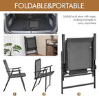 Yaheetech Patio Dining Chairs Set of 2 with Armrests and Backrests, Outdoor Texteline Folding Chairs All Weather for Garden, Lawn, Porch and Backyard, Dark Gray