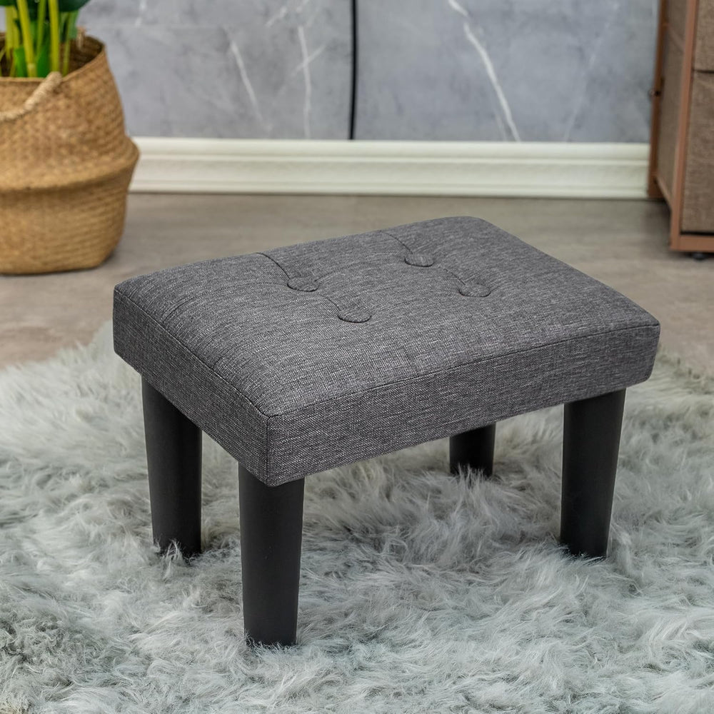 CAROLMADE Ottoman Foot Rest, Linen Small Ottoman Foot Stool with Legs Modern ...