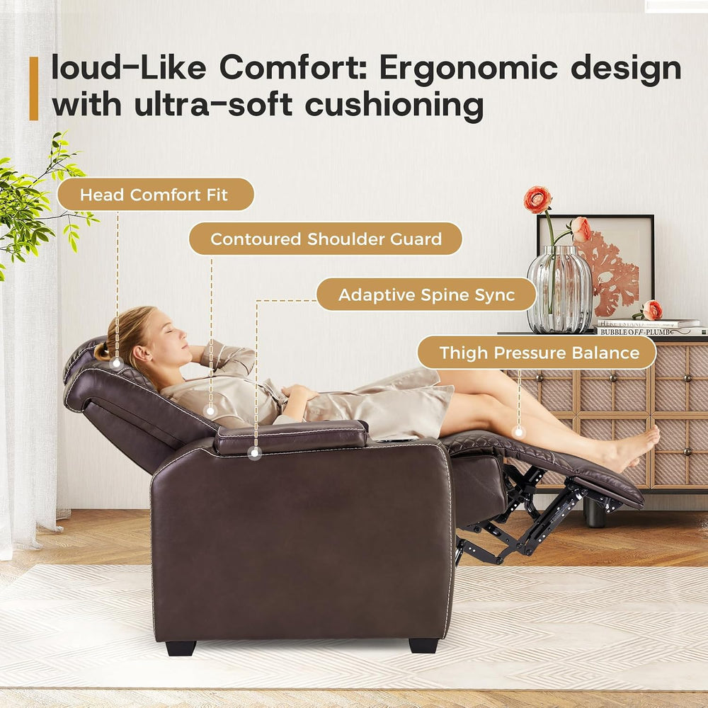 ANJ Power Home Theater Seating, PU Leather Electric Recliner Chair with Adjus...