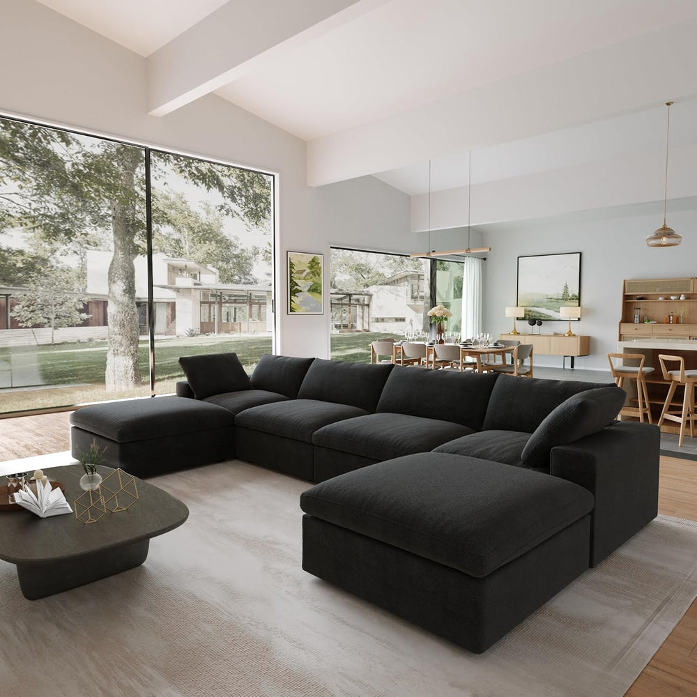 JACH 160.6" U-Shaped Sectional Couch, Modern Modular Convertible Sofa wi...