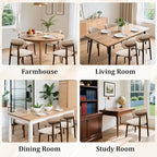 Farmhouse Dining Chairs Set of 8, Mid Century Modern Fabric Upholstered Kitchen Chairs, Wooden Dining Room Chair with Curved Back for Kitchen Dining Room Restaurant Cafe, Light Camel (Only Chairs)