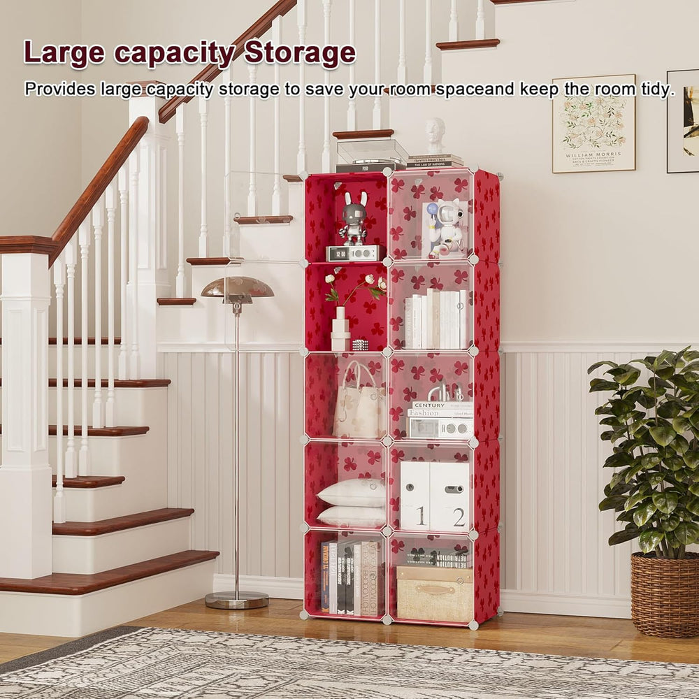 C&AHOME Cube Storage Organizer with Doors, 10-Cube Shelves, DIY Plastic M...