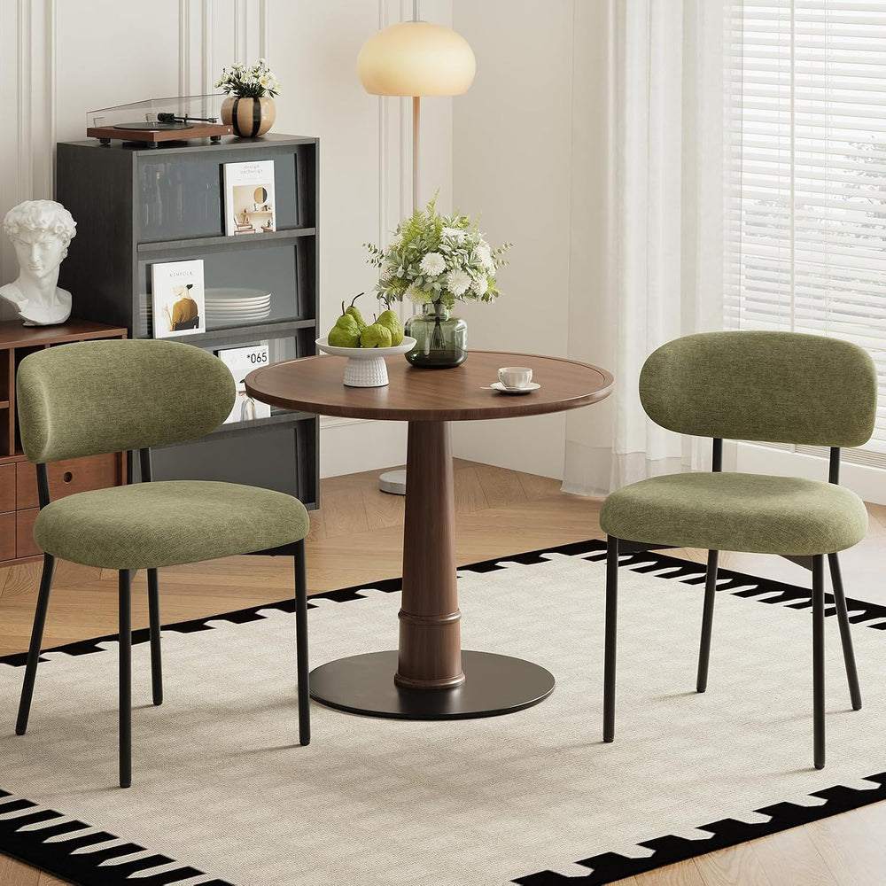 Upholstered Dining Chairs Set of 2, Modern Fabric Kitchen Chairs with Curved ...
