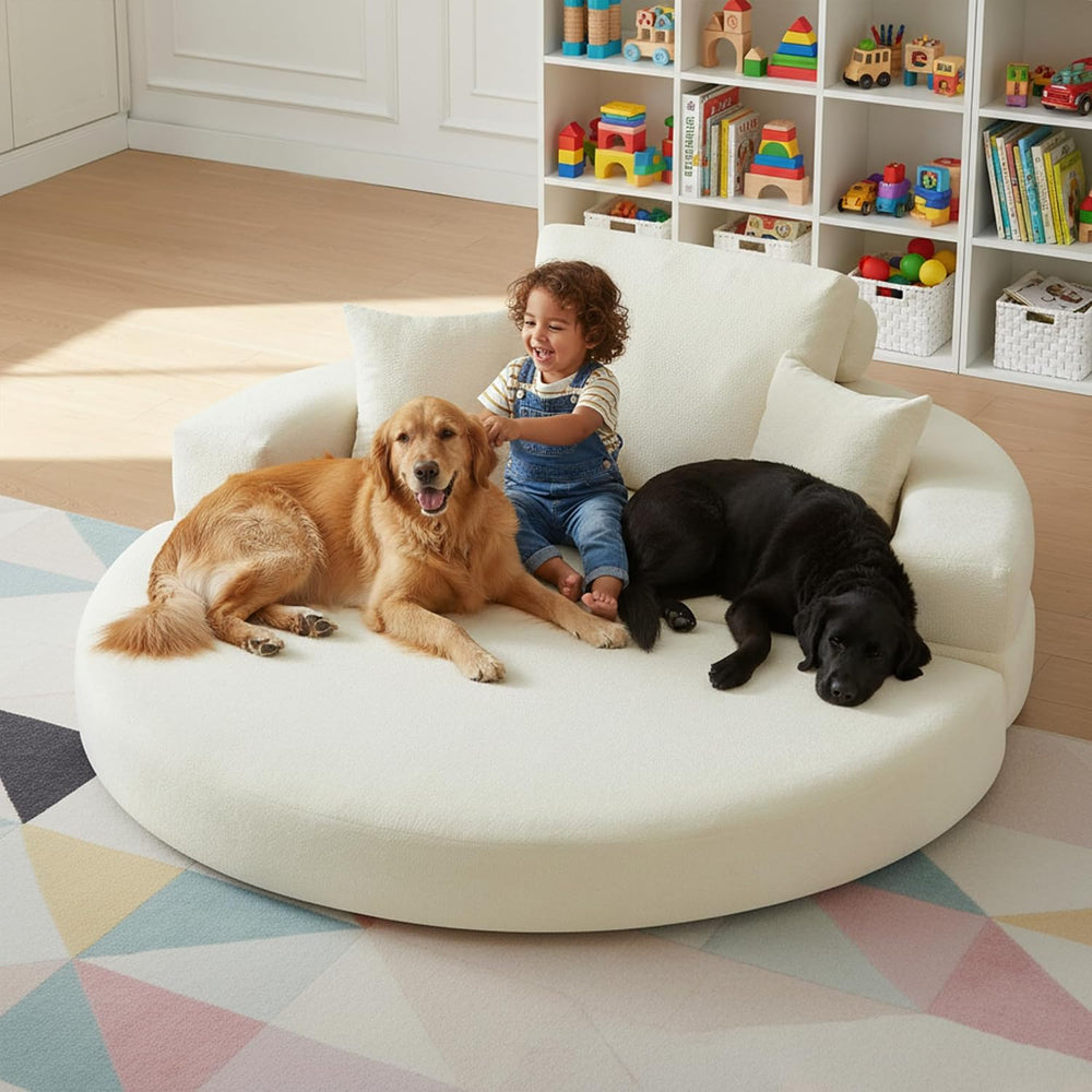 Mofolit 71" Couch Loveseat Folding Sofa Bed Convertible Round Floor Couc...