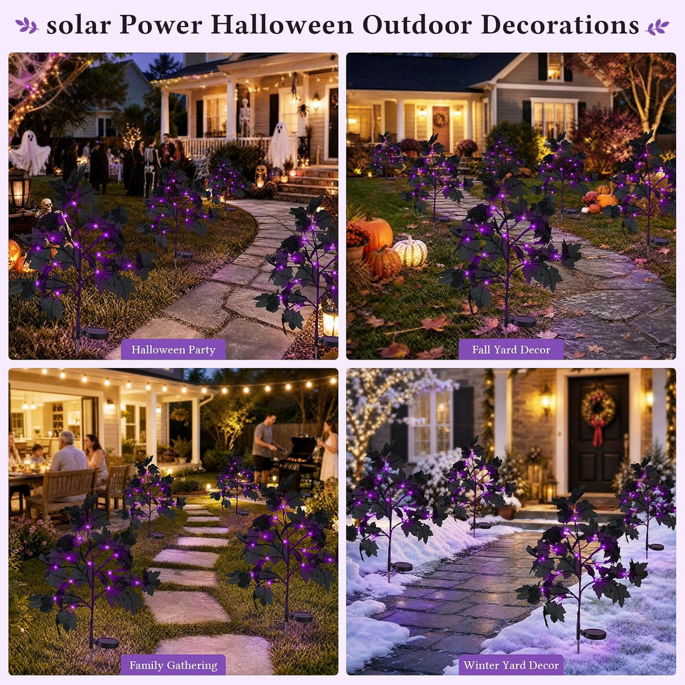 4 Pack Solar Halloween Outdoor Decorations Fall Solar Stake Lights