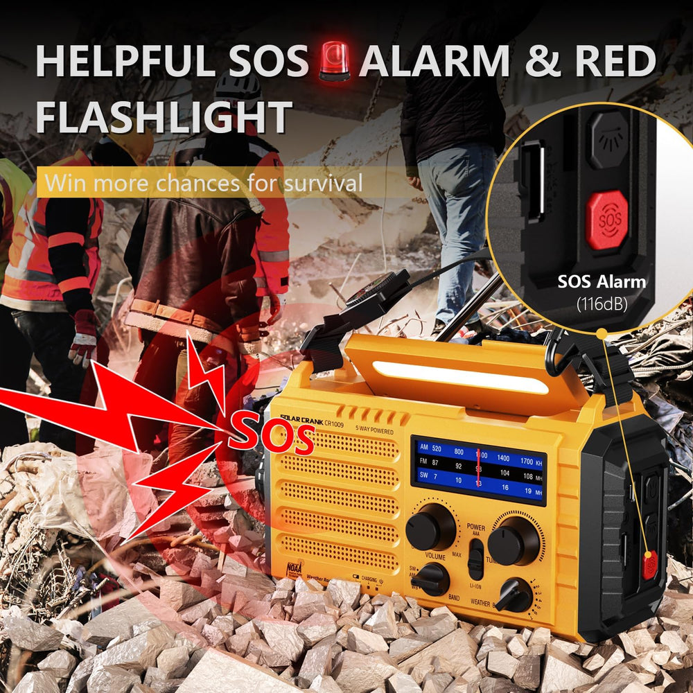 Emergency Weather Radio, Portable Solar Hand Crank Radio with NOAA/AM/FM/SW