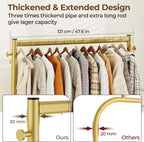 Clothes Clothing Rack, Rolling Heavy Duty Clothes Rack Load 420 LBS With Wheels, Metal Clothes Rack for Hanging Clothes, Portable Standing Clothes Garment Rack,Gold,48 inches