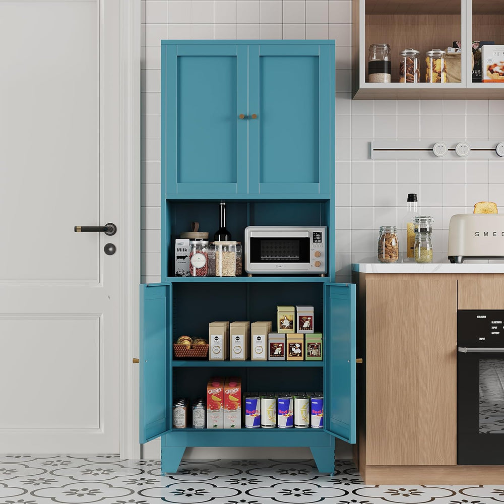 68.9'' Metal Pantry Cabinet, Kitchen Pantry Storage Cabinets with Doo...