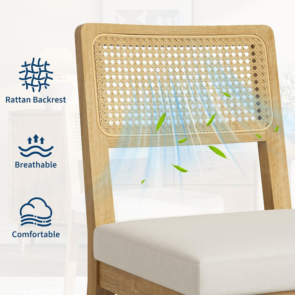 Garvee Rattan Dining Chairs Set of 4, French Country Upholstered Dining Chair...
