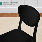 Best Choice Products Dining Chairs Set of 2, Mid-Century Modern Upholstered Wood, Armless w/Seat Cushion, Padded Backrest - Black/Black