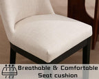 Modern Dining Chairs Set of 2 with Comfortable Back Support, Farmhouse Soft Linen Upholstered Kitchen Dining Room Chairs with Black Solid Wood Legs, Armless Accent Side Chairs for Living Room, Beige