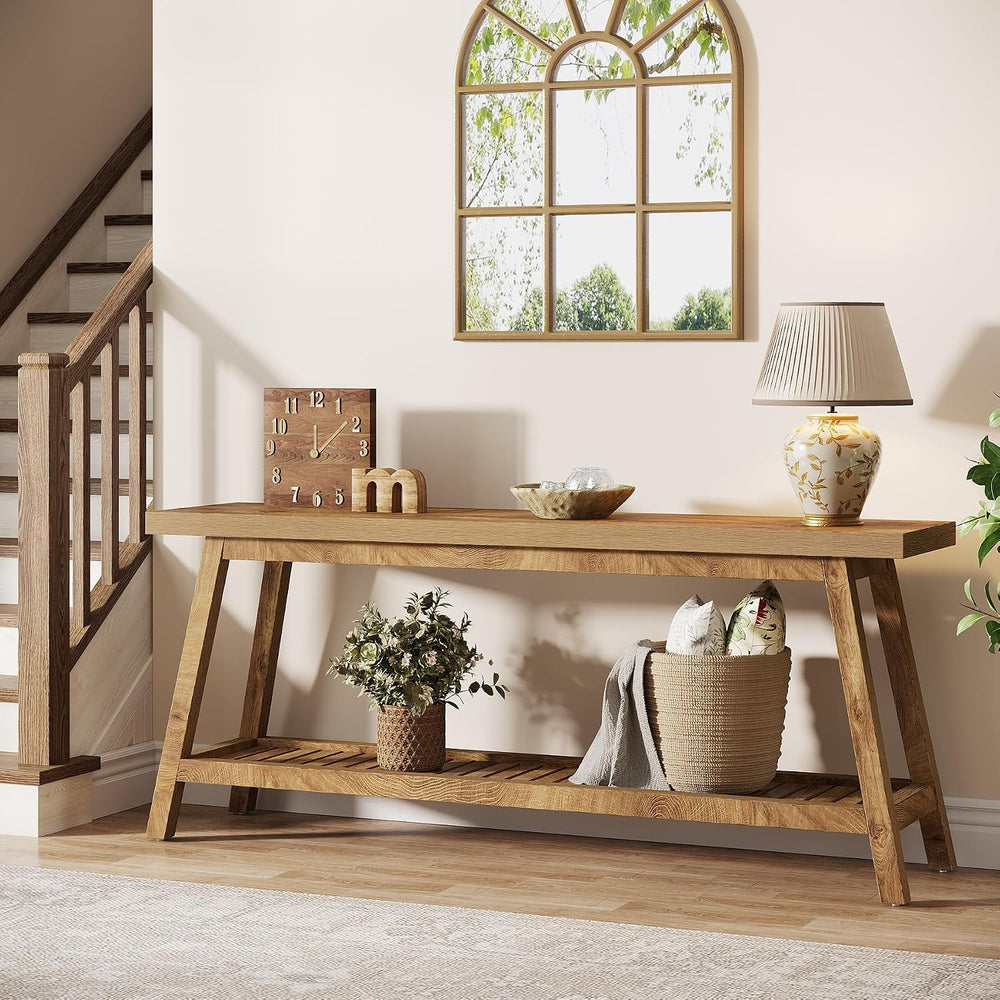 Tribesigns 70.86-Inch Console Table for Entyrway, Farmhouse 2-Tier Entry Entr...