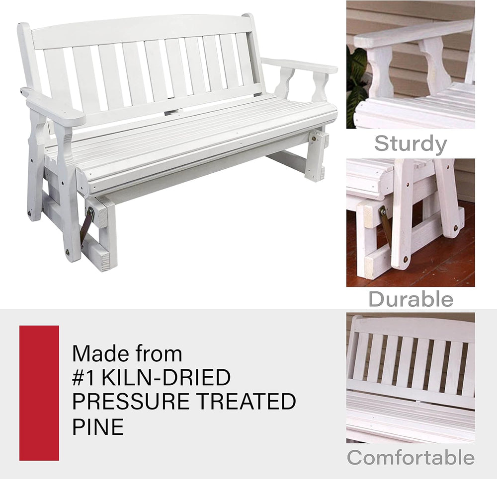 Amish Casual Heavy Duty 800 Lb Mission Pressure Treated Porch Glider (4 Foot,...