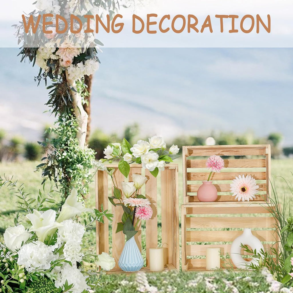 5 Pcs Decorative Wooden Crates for Display, Wood Storage Crate for Home Rustic Nested Crates with Handles, Farmhouse Wooden Basket for Storage Container and Decorations