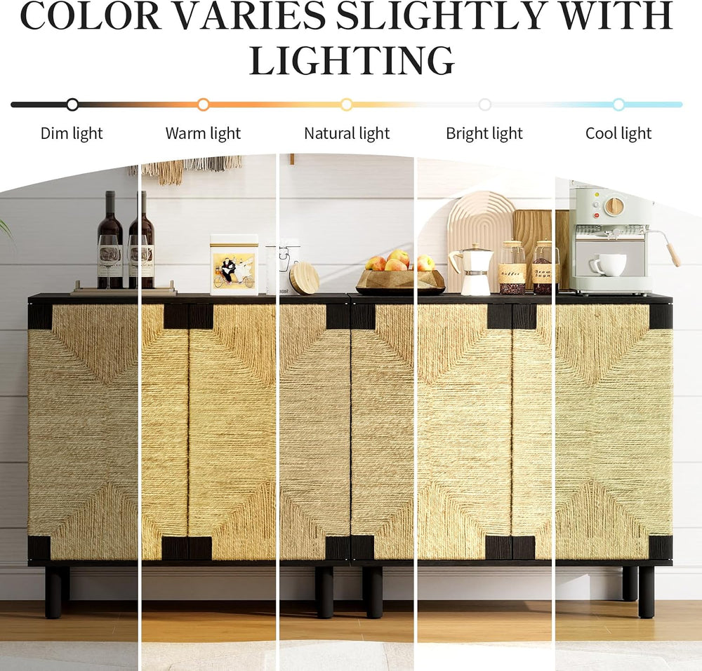 Small Accent Cabinet with Doors - Sideboard Buffet Cabinet with Storage, Coff...