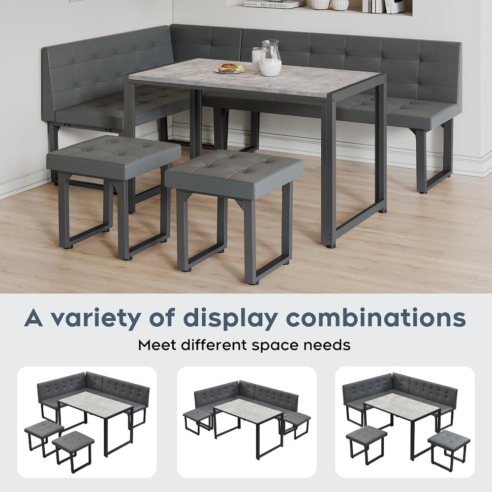 Brafab Corner Dining Table Set, 70 Inch Breakfast Nook Table Set with Upholst...