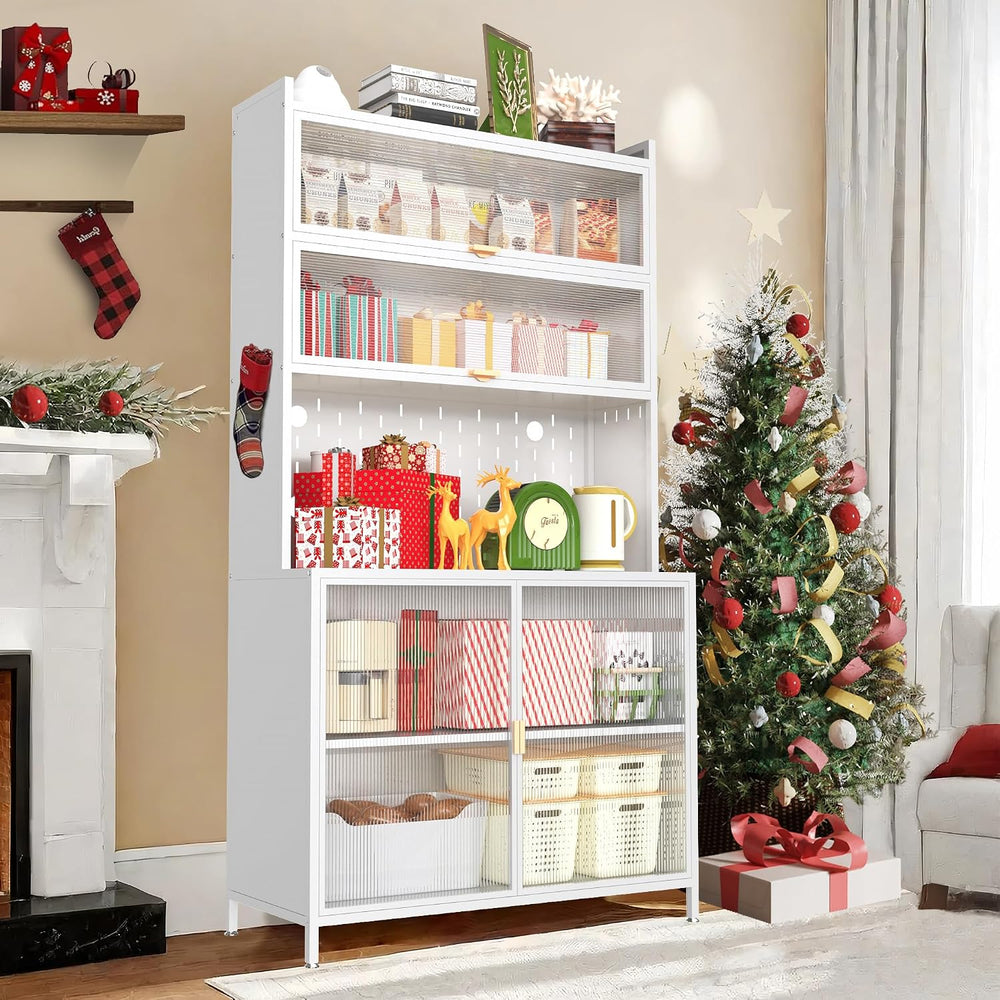 Spaco 73" Tall Kitchen Pantry Cabinet,6 Tiers Food Pantry Cabinet with A...