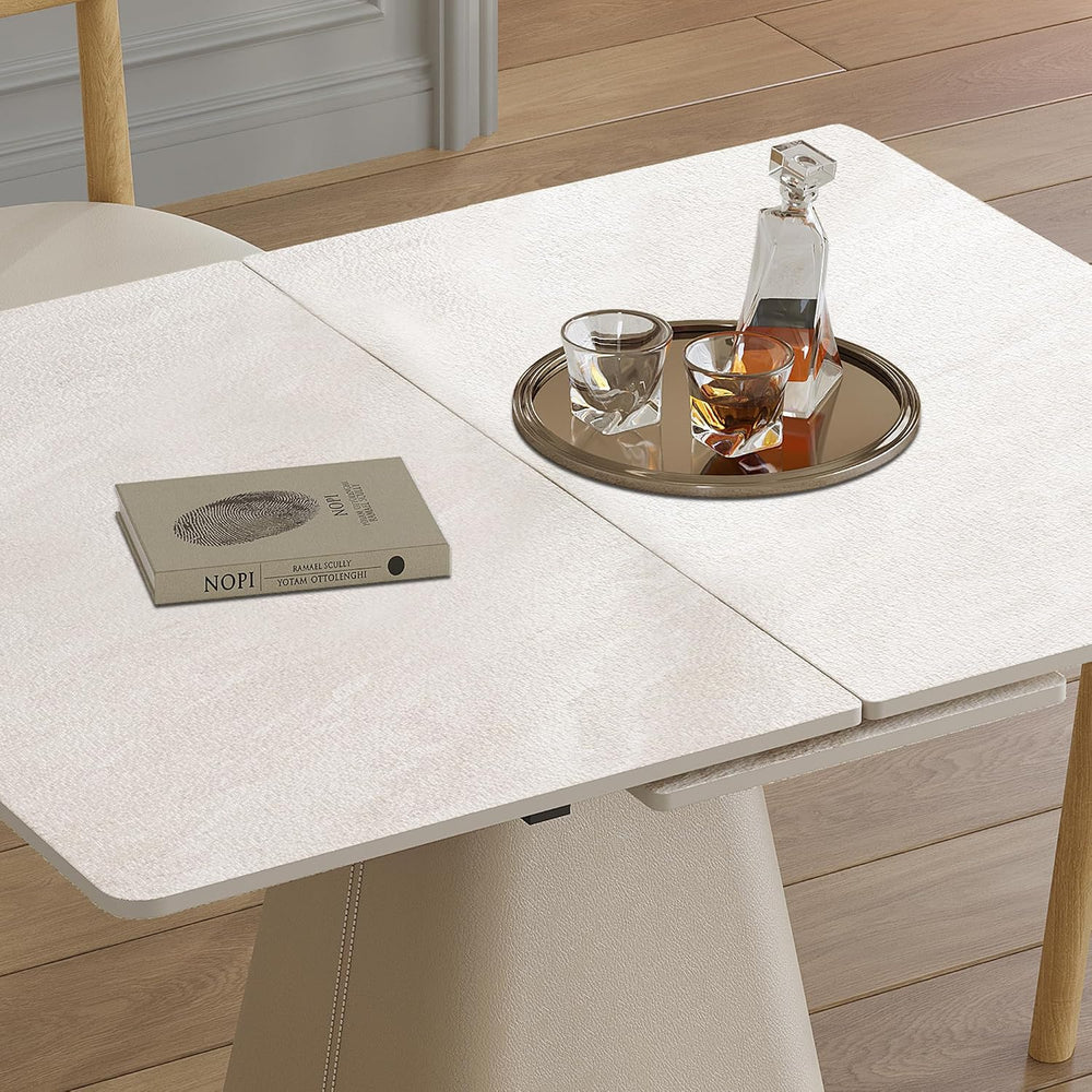 47.2" Retractable Rock Slab Folding Dining Table, Modern Expandable Kitc...