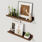 Axeman Floating Shelves for Wall | Picture Ledge Shelf Set of 2 | Rustic Walnut Picture Shelf for Wall with Ledge | Small Floating Shelves with Lip | Photo Ledge Shelves for Books Album Records