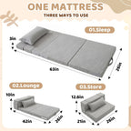 Tri-Fold Futon Mattress,Foldable Japanese Floor Sleep Mattress,High-Density Foam Tatami Bed Mat with Corduroy Cover,Nap Pad & Floor Lounger for Dormitory & Small Space(Charcoal Gray,63x26)