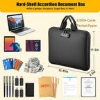 Fireproof Document Box with Combination Lock, Hard-Shell Fireproof File Organizer for Legal Documents, Laptop, Valuables & Important Papers, 13-Pocket Accordion File Folder