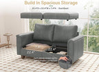 SITJOY 65" Faux Leather Modular Sectional Sofa with Storage, Mid Century Modern Sectional Couches for Living Room, Soft Padded Armrests, Loveseat Sofa, Gray