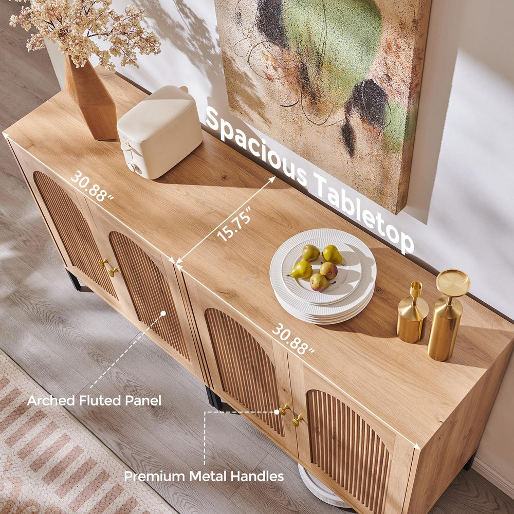 IFBUY Modern Sideboard Buffet Cabinet, 61.75" W Fluted Arched Buffet Cab...
