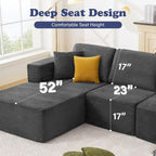 109” Cloud Sectional Couch, Boneless Modular Sofa with L-Shape Chaise, Deep Seat Corduroy Couch, No Assembly Required, Modern Upholstered Sectional for Living Room Apartment Bedroom