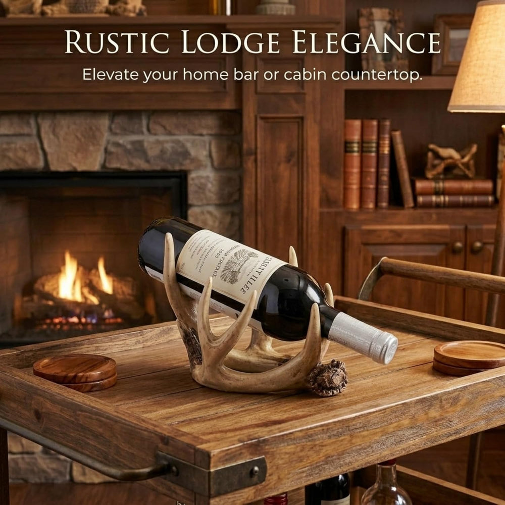 The Bridge Collection Antler Wine Bottle Holder – Rustic Deer Antler Bar and ...