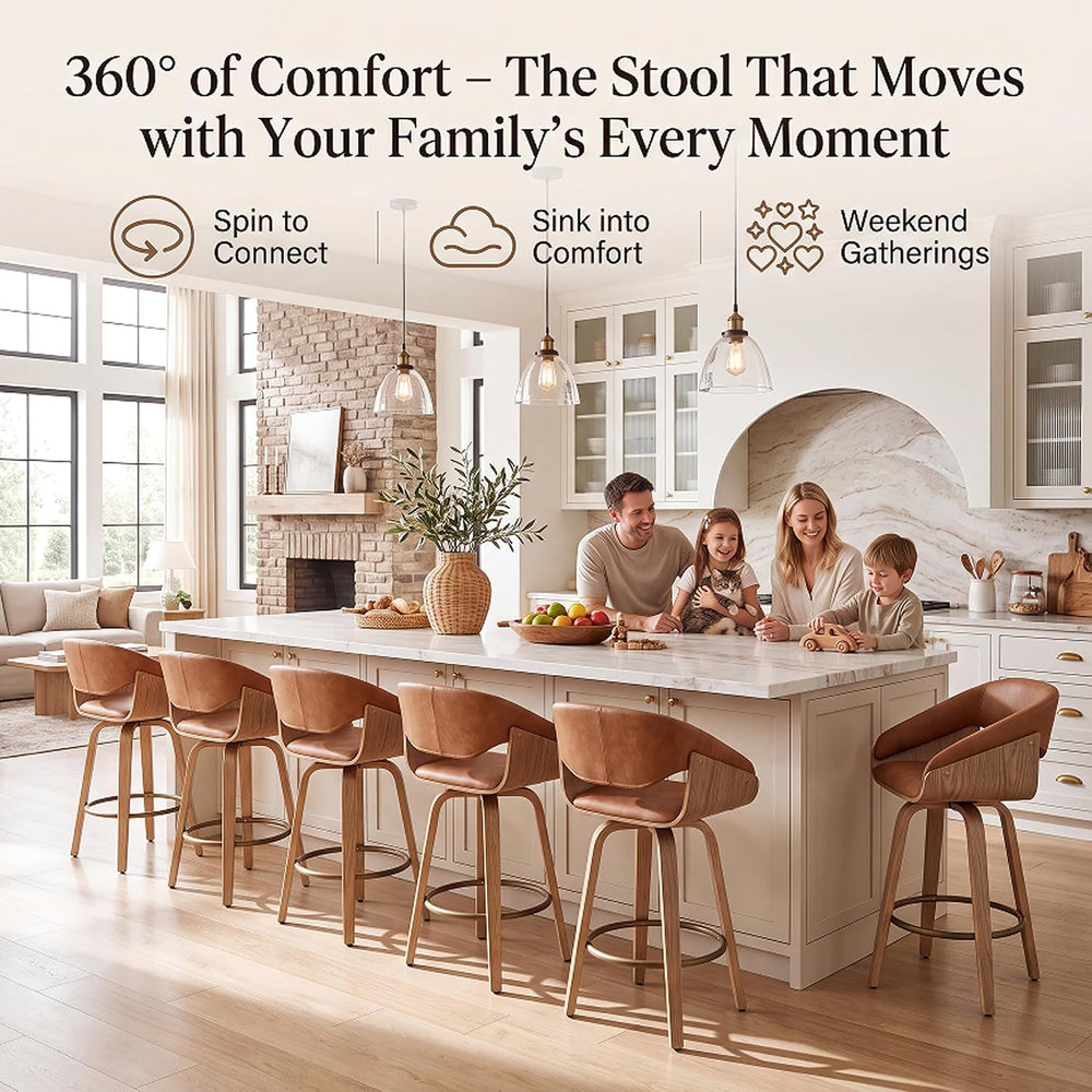 HNY 26'' Modern Barrel Swivel Counter Stools Counter Height Swivel Ba...